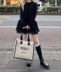 GRL キルティングロゴ刺繍トートバッグ