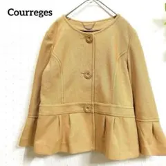 クレージュ ノーカラージャケット 40 L ベージュ ベルスリーブ フリル