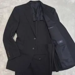 モヘヤ✨バーバリーロンドン　セットアップスーツ　ストライプ　黒　A6 2B