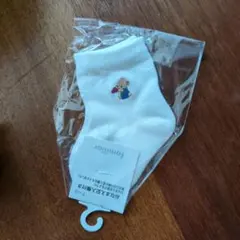 ファミリア　ベビー靴下 7〜9cm ホワイト クマ刺繍