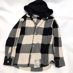 ZARA KIDS ザラキッズ 140 チェックフード付き シャツジャケット厚手