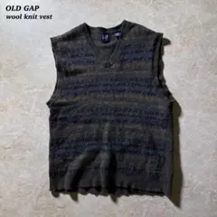 OLD GAPウールニットベスト古着ブラウン系総柄XXL美品VネックCBOYレア