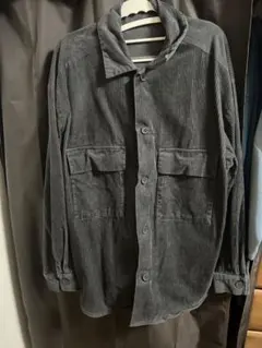 グレー コーデュロイ 長袖シャツ　GU