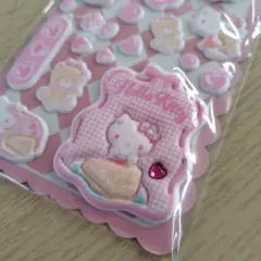 ふわふわぷっくりシール（ハローキティ）ハートのストーン付き