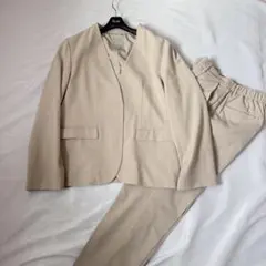 美品 LEPSIM 洗える セットアップ ノーカラー パンツスーツ 大きい XL