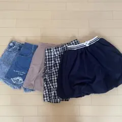 デニム・チェック柄ショートパンツセット150