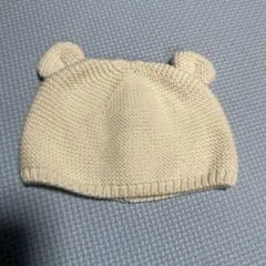 耳付きクリーム色ニット帽 40-42cm