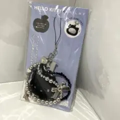 HELLO KITTY x BRILMY ミラー付きビーズストラップ ブラック
