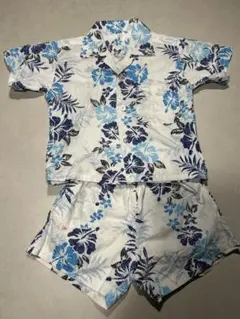 アロハシャツ　セットアップ　花柄　ハイビスカス90cm 95cm 1ー2歳