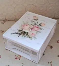 ＊デコパージュ＊薔薇雑貨**引き出しケース**♪アンティークローズ柄♪
