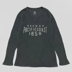 ELKEX エルケクス♡ワッフルカットソー　ロゴプリント　メンズ　グレー　XL