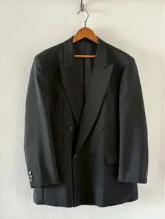80s ビンテージ イギリス製 黒 フォーマル ダブルブレスト スーツ ブレザー
