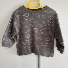 恐竜柄 グレー トレーナー 90