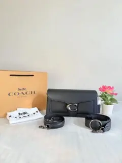 COACH ブラックレザーショルダーバッグ