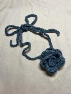 (ハンドメイド) バラ チョーカー 水色 青 バレエコア チャーム ネックレス