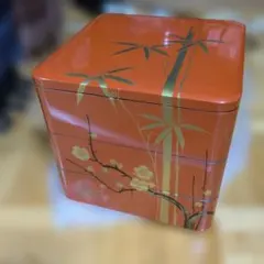 朱塗 重箱 3段 蒔絵 竹梅　お節　お弁当　行事　日本製