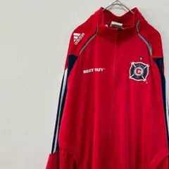 adidas トラックジャケット サッカー 刺繍ロゴ 赤 メンズ古着