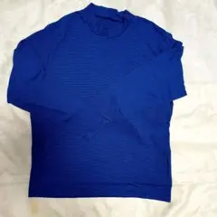 青と黒のストライプ 長袖3Lヒートテックアンダーシャツ