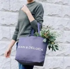 DEAN＆DELUCA♪レアロゴラメ入り　内ポケ付　肩かけトートL パープル