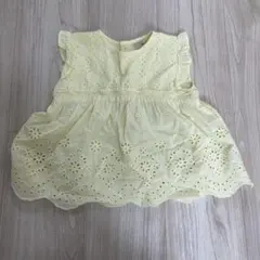 petit main レース トップス イエロー 90
