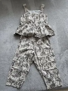 花柄ペプラムトップスとパンツセット 100cm セットアップ