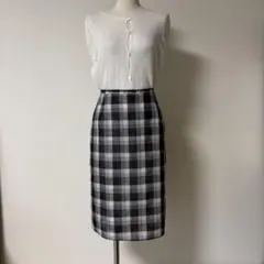 チェック柄 タイトスカート ひざ丈