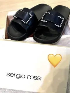 【美品】Sergio Rossi ビジュー サンダル 39サイズ黒ビジューのサムネイル