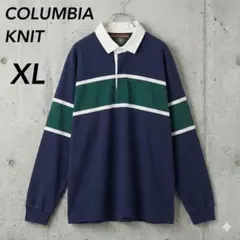Columbia Knit ラガーシャツ XL ネイビー グリーン 90s