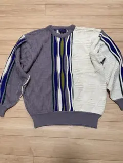 幾何学模様ニットセーター 紫 白