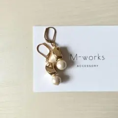 No.15　コットンパールとゴールドビーズ∴ピアス／イヤリング