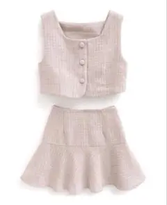 GRL ツイードビスチェ×ミニスカートセットアップ[dk1255] ピンク