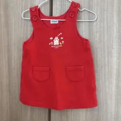 ミキハウス 赤 ポケット付き ワンピース