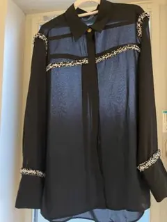 ZARA シアーシャツ黒 ツイード　長袖