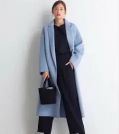 PLST ウールブレンドロングコート ライトブルー Mサイズ