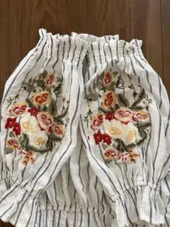 ルージュ ディアマン 可愛い　花　刺繍 オフショル　ブラウス 38 白　夏のサムネイル