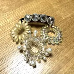 3coins ヘアゴム コイルポニー 3点セット、バナナクリップ