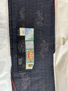 未使用・仕付糸付 本場大島紬 アンサンブル 泥染め 証紙有 羽織2点セット 正絹