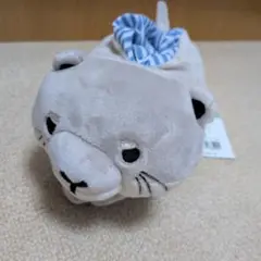 ポケットティッシュケース カバーぬいぐるみ コツメカワウソ グレーマグネット付き