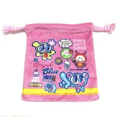 ANGEL BLUE ふわふわ巾着ポーチ　ピンク　エンジェルブルー　ガチャ