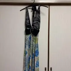 花柄ロングドレス ビジュー付き