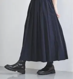 最終値下げ　シャンブレータフタプリーツスカート　UNITED ARROWS 紺