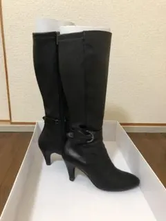 【最終価格】美品プールサイド 黒 ロングブーツ 美品 23.5cm