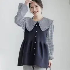美品✨coca コカ スポンディッシュペプラムベスト ネイビー 紺 L パール