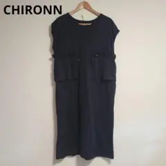 CHIRONN チロン ウエストペプラムフレンチスリーブワンピース M フリル