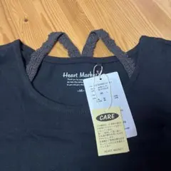 新品未使用ハートマーケット、カギ編みストラップロングTシャツM