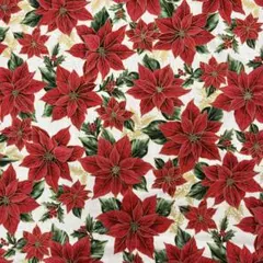 生地 綿プリント クリスマス ポインセチア