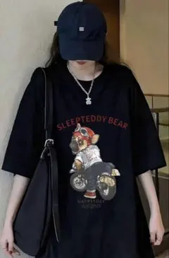 グラフィック 半袖Tシャツ ブラック レディース 大きいサイズ