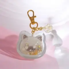猫型 シェイカーキーホルダー 肉球チャーム付き シャム猫ver