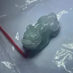 極美品 ミャンマー産本翡翠 藍水氷感 貔貅（ヒキュウ）一対セット