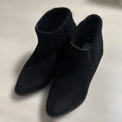 黒 スエード ポインテッドトゥ ショートブーツ　Sサイズ